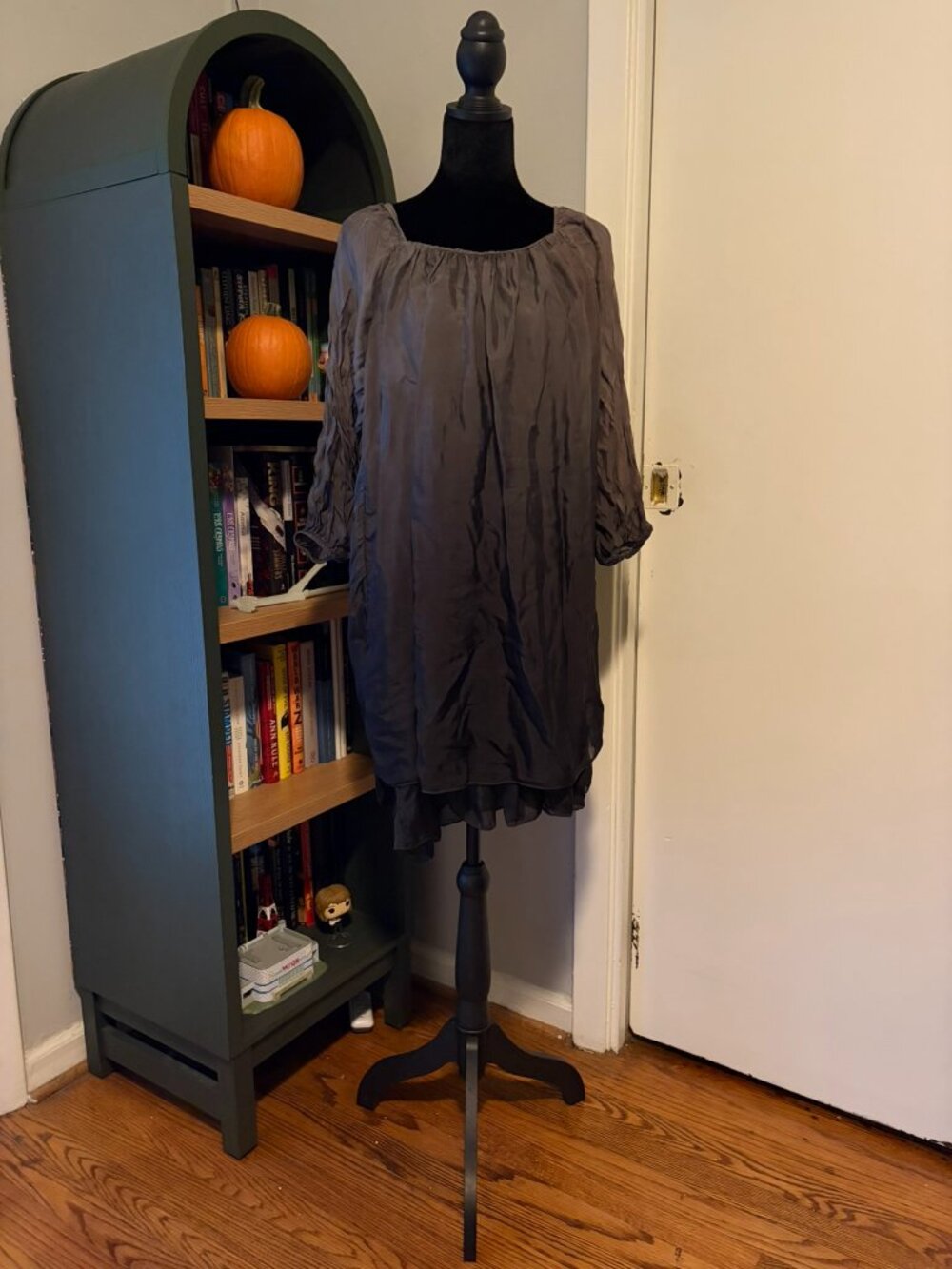 Sofia Grey Silk Dress